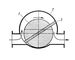 Рис. 14. Схема шиберного пластинчатого насоса: 1 — ротор; 2 — корпус; 3 — пластина (шибер).