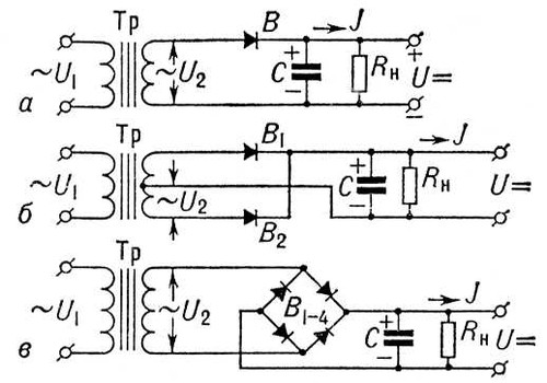 Выпрямители однофазного тока (схемы)