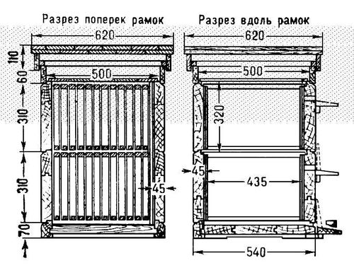 Двухкорпусный улей (схема устройства)