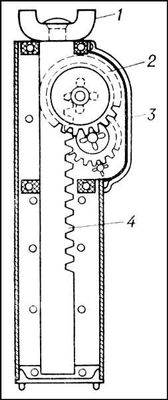 Реечный домкрат с зубчатой передачей