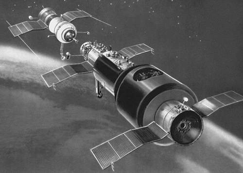 Стыковка космического корабля и станции «Салют»