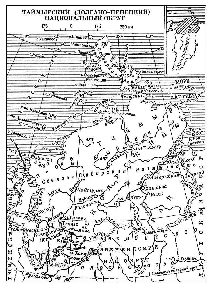 Таймырский (Долгано-Ненецкий) национальный округ (карта)