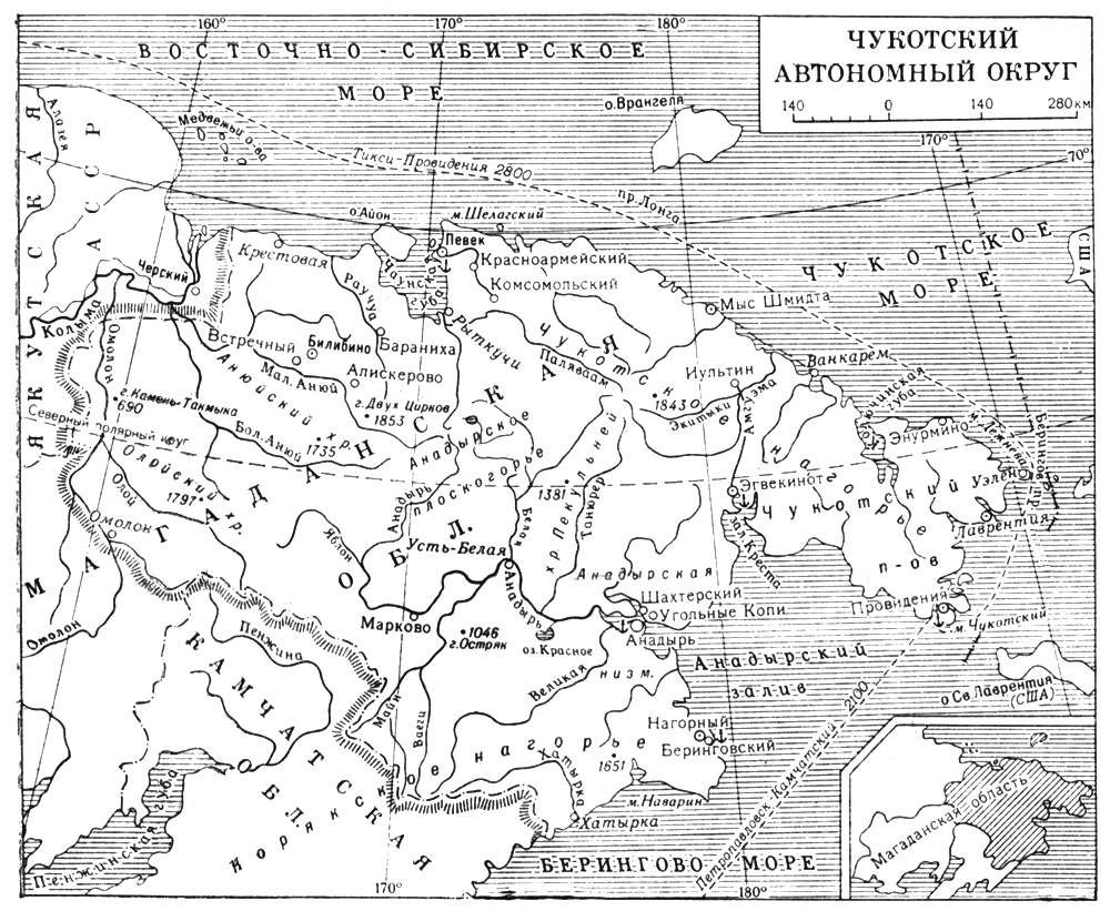 Чукотский автономный округ (карта)